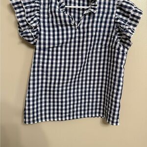 Navy and White Gingham Women's Blouse